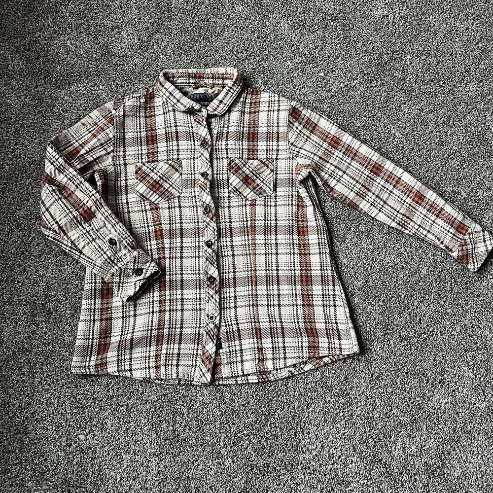 Pladra Women’s Cotton Fireside Flannel - Cattail Tan - Large Orange Brown